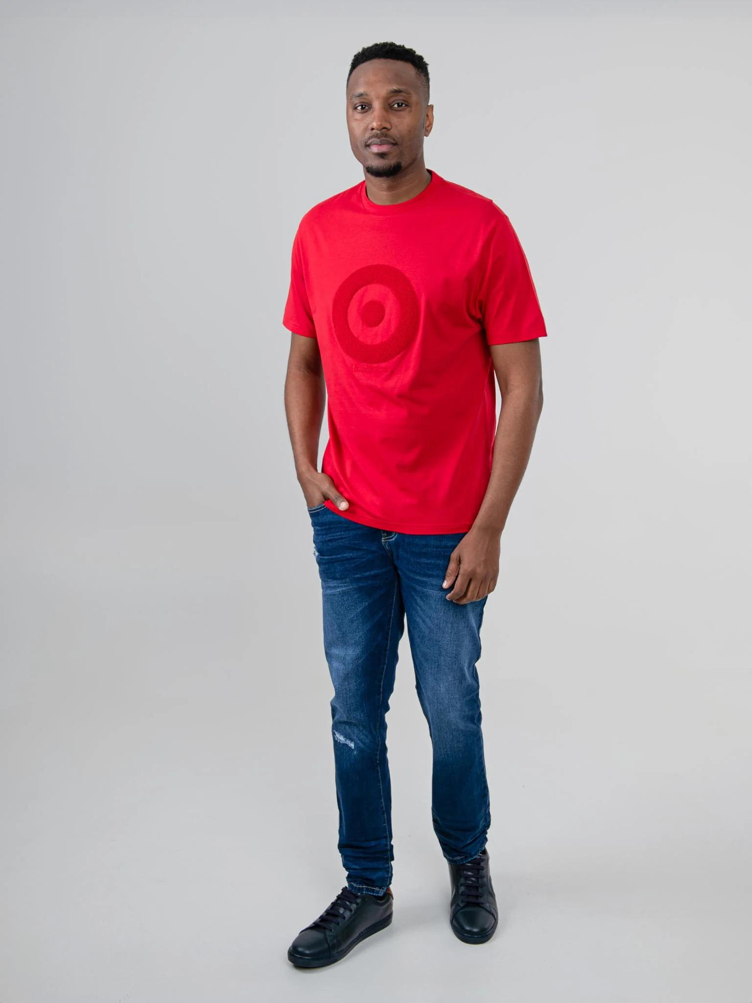 Target Towelling Applique Tee - Red - Image 3
