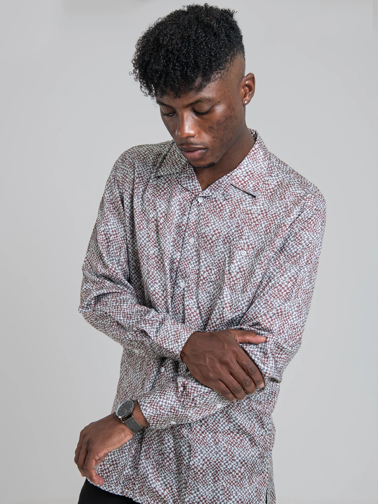 Toni Tencel Print Long Sleeve Shirt - Wine Multi - Image 3
