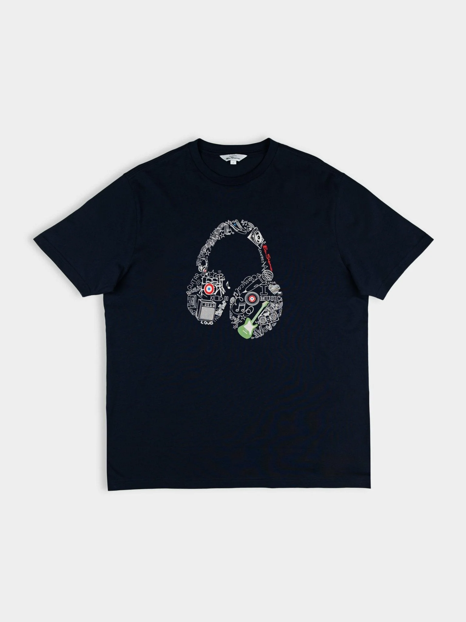 Typography Headphones Tee - Navy - Image 5