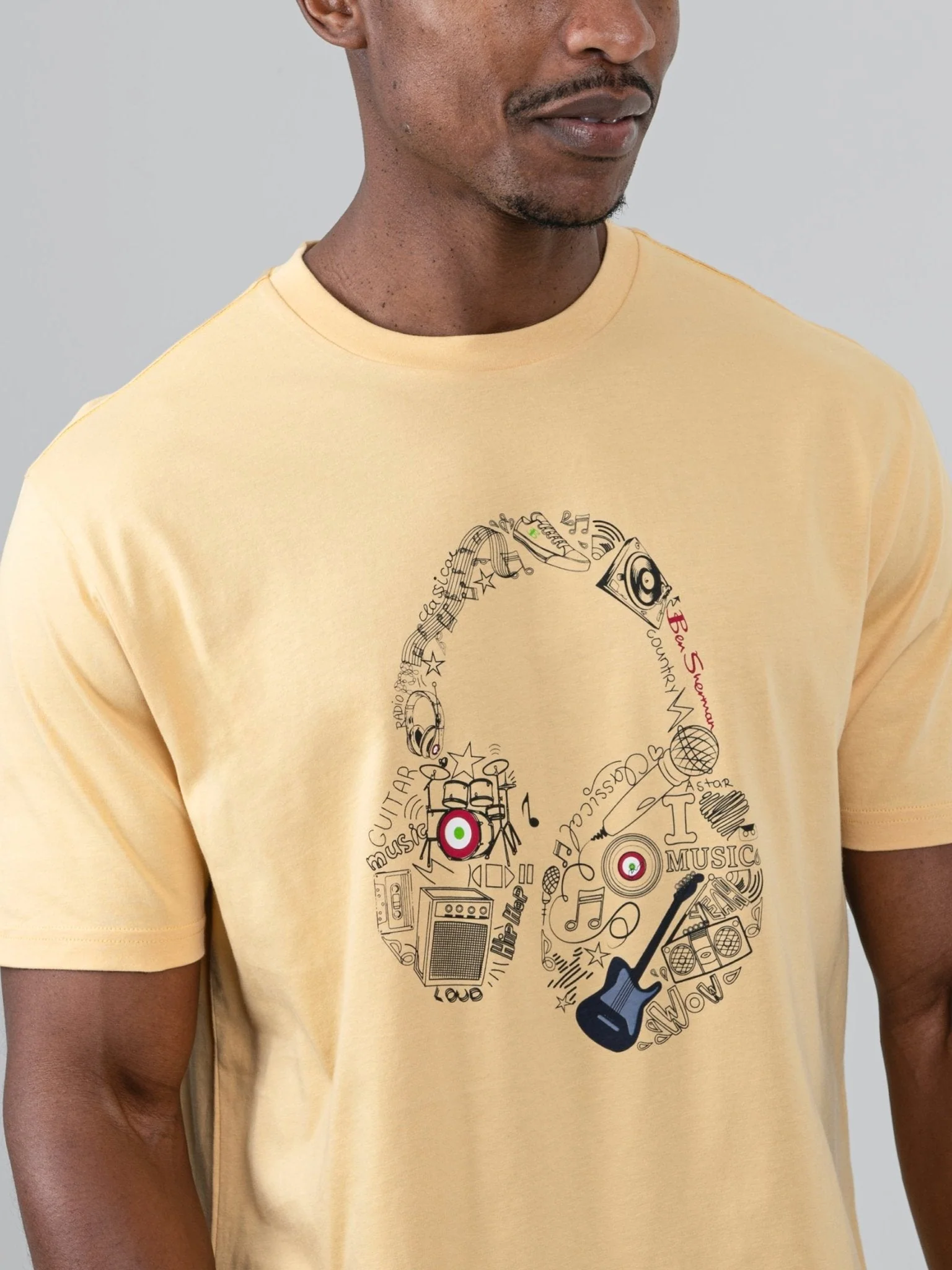 Typography Headphones Tee - New Wheat - Image 3