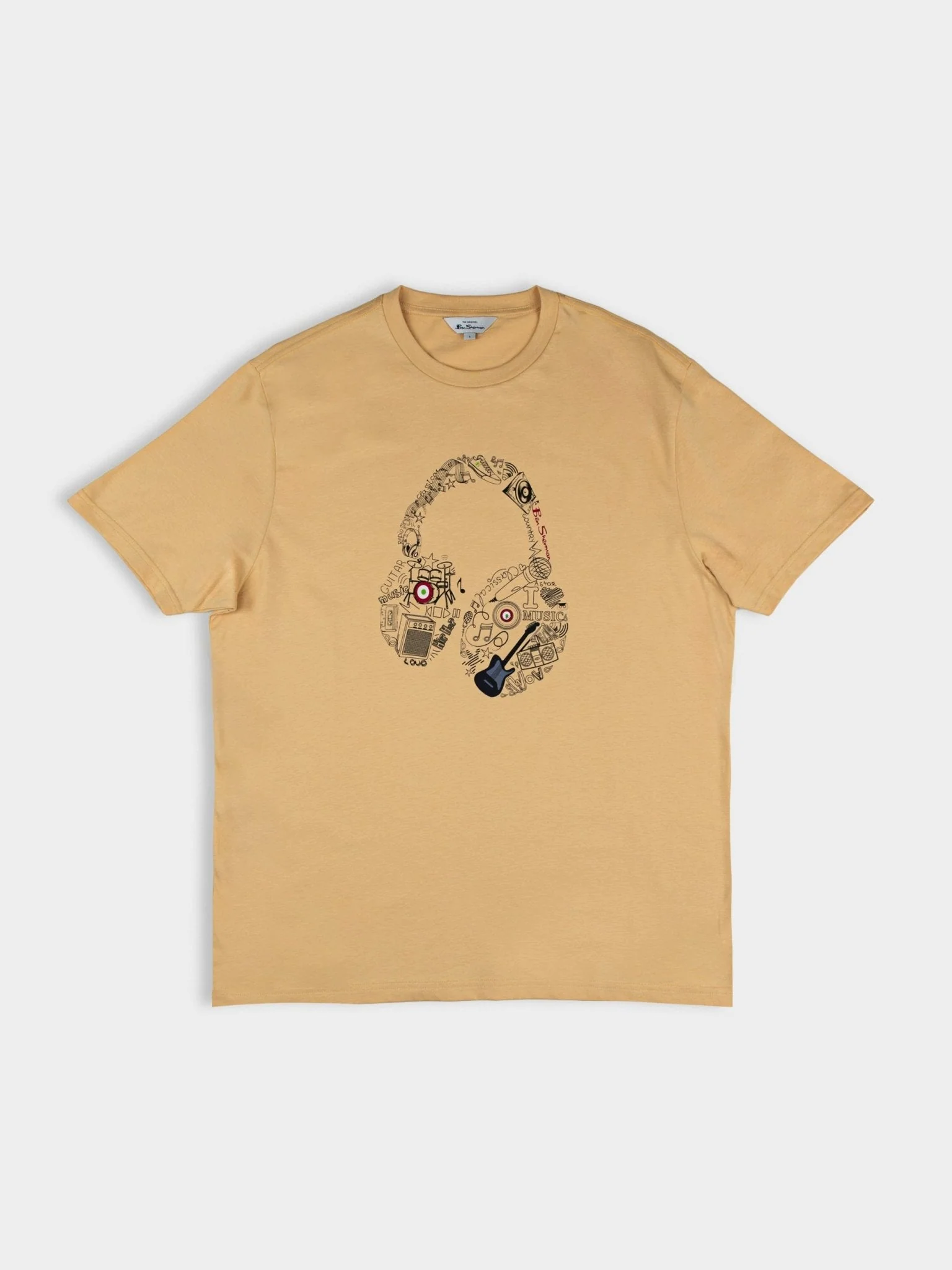 Typography Headphones Tee - New Wheat - Image 5