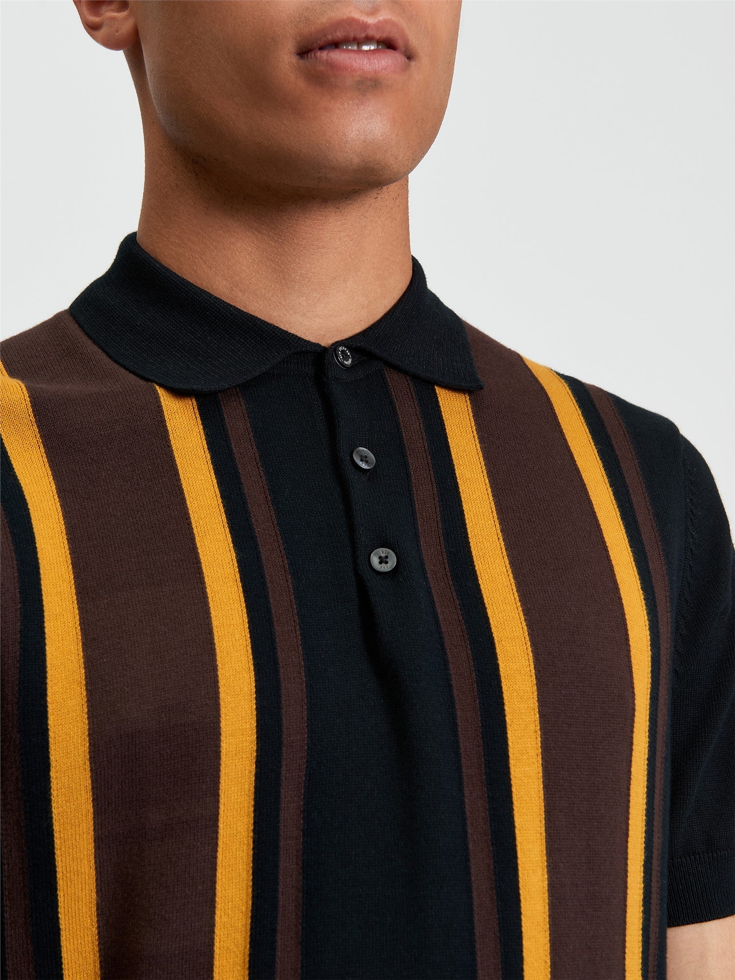Vertical Stripe Polo in Black - Image 3