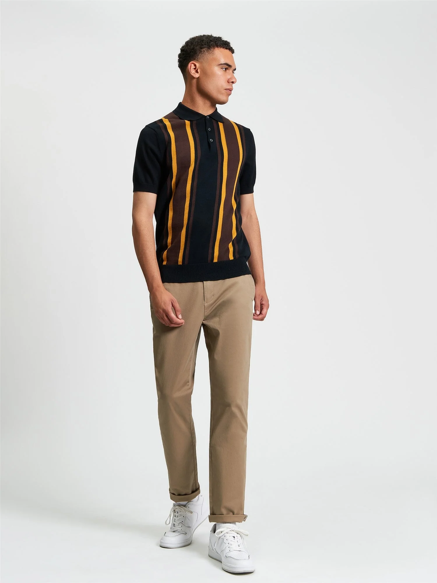 Vertical Stripe Polo in Black - Image 4