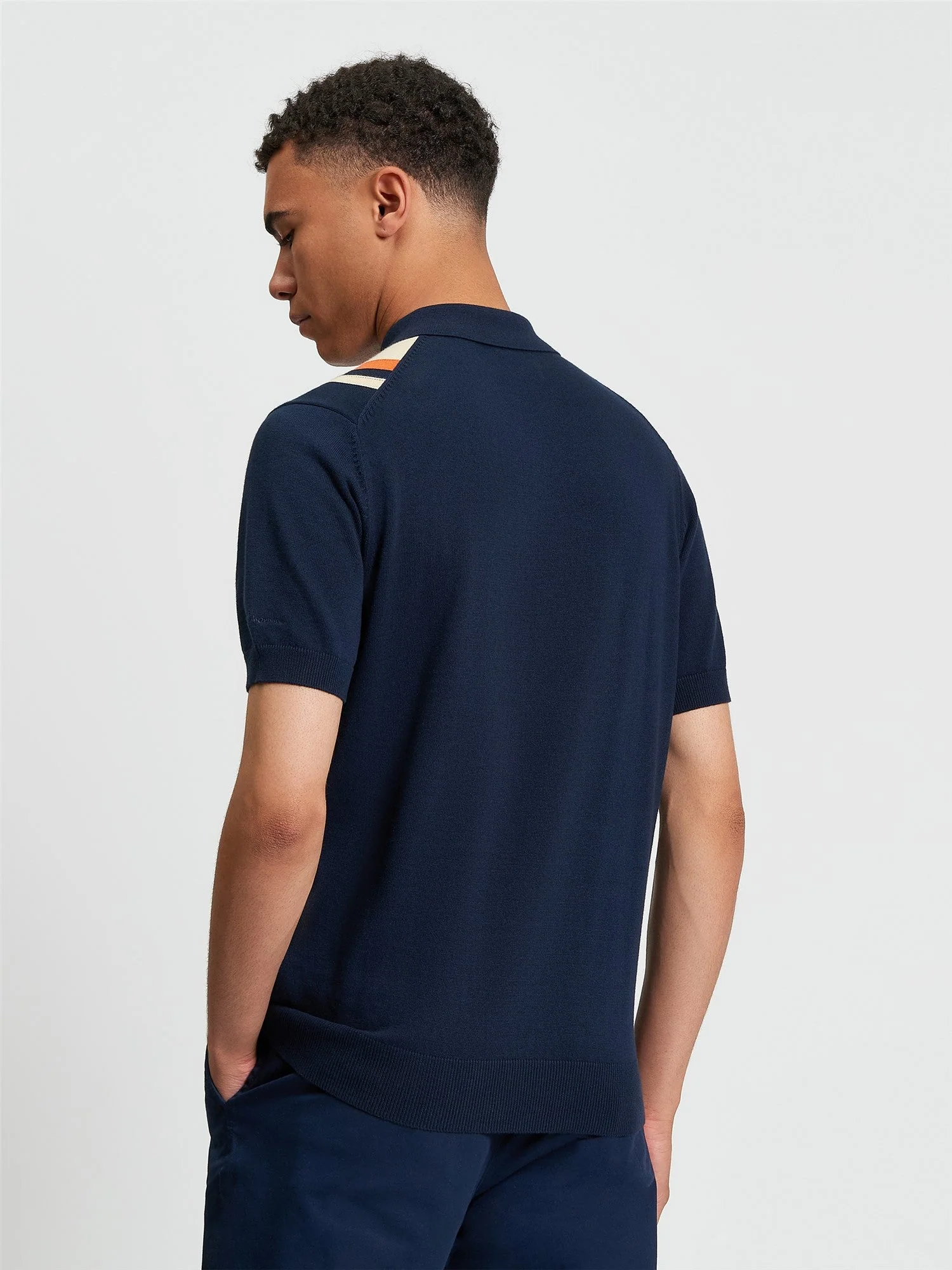 Vertical Stripe Polo in Dark Navy - Image 2