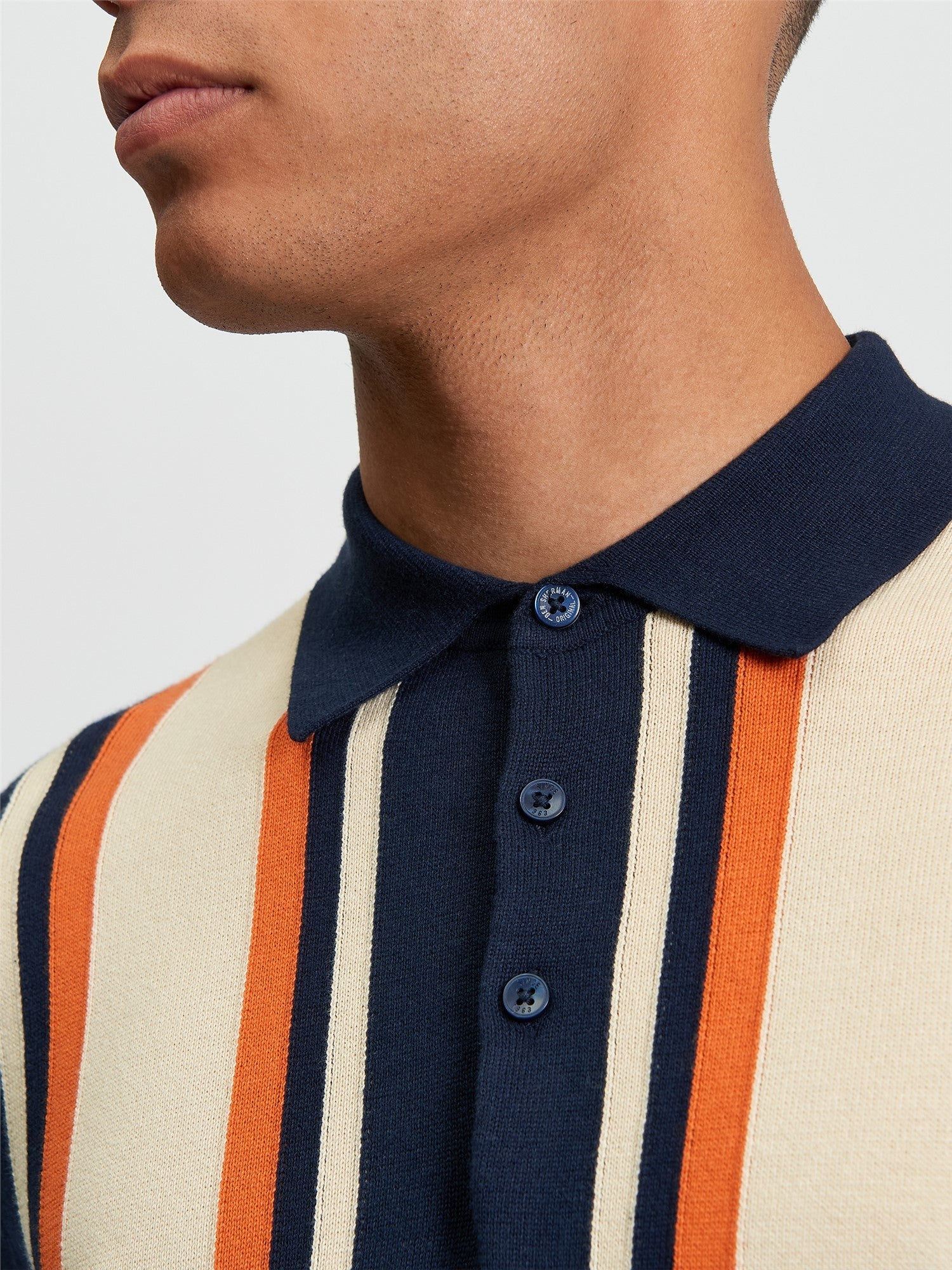 Vertical Stripe Polo in Dark Navy - Image 3